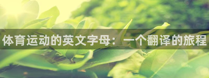 bbin视讯游戏平台：体育运动的英文字母：一个翻译的旅程
